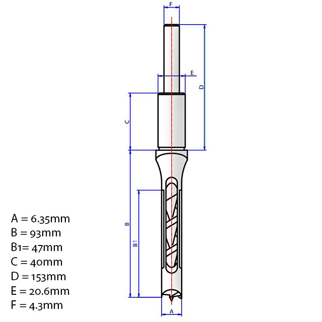 Nakahashi Mortice Bit - 1/4"