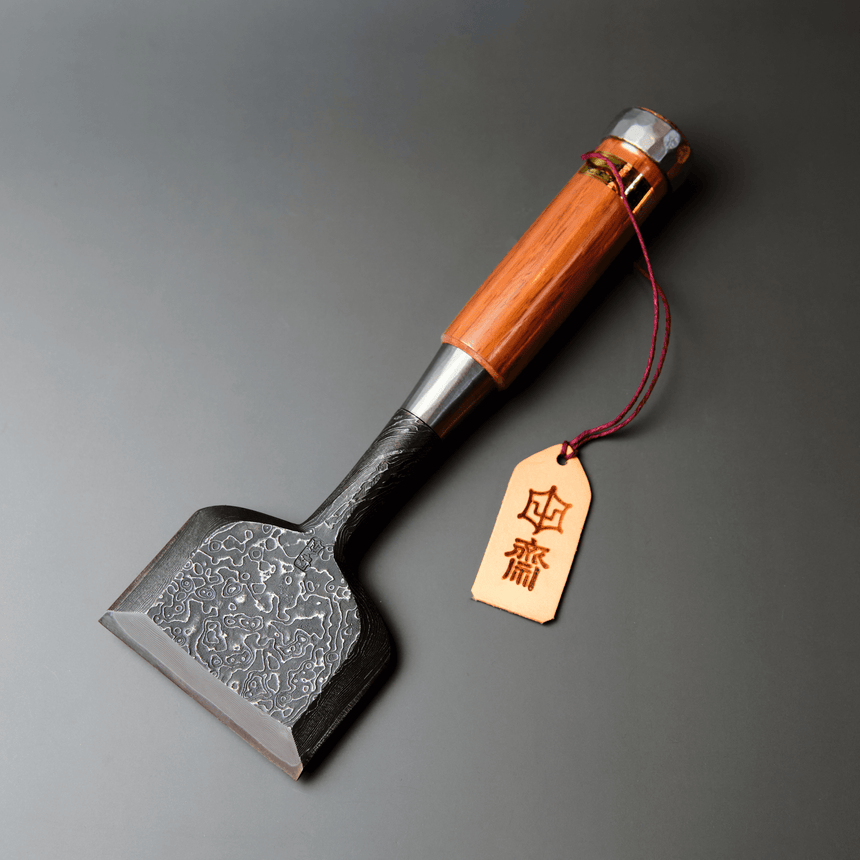 75mm Mokume Wakizashi with Leather Sheath by Tasai-san