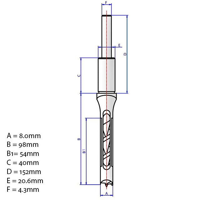 Nakahashi Mortice Bit - 8mm