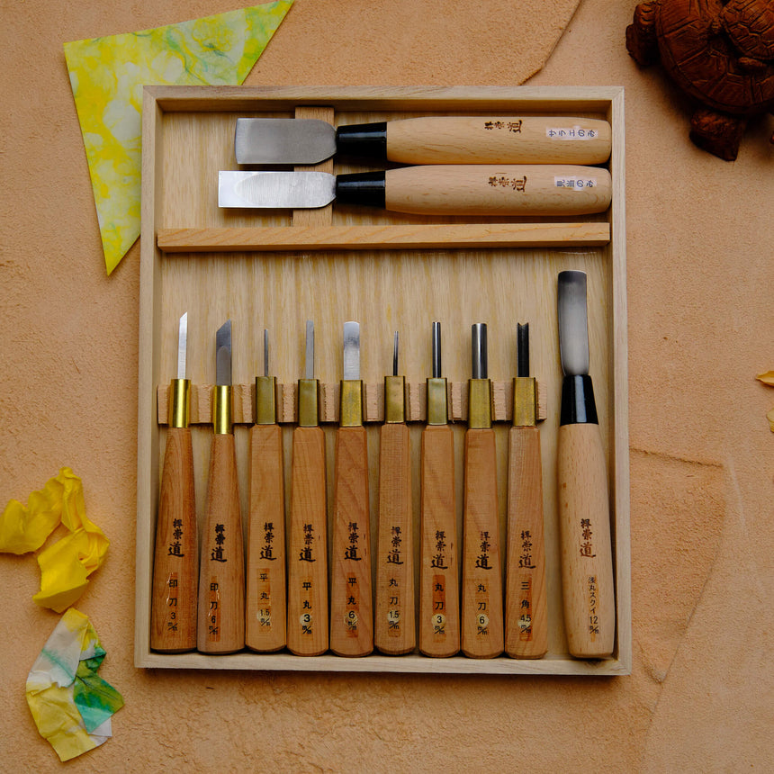 HSS Woodblock Print Chisel Set - 12 Piece