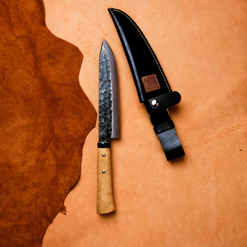 Handmade Outdoor Knife with Leather Sheath