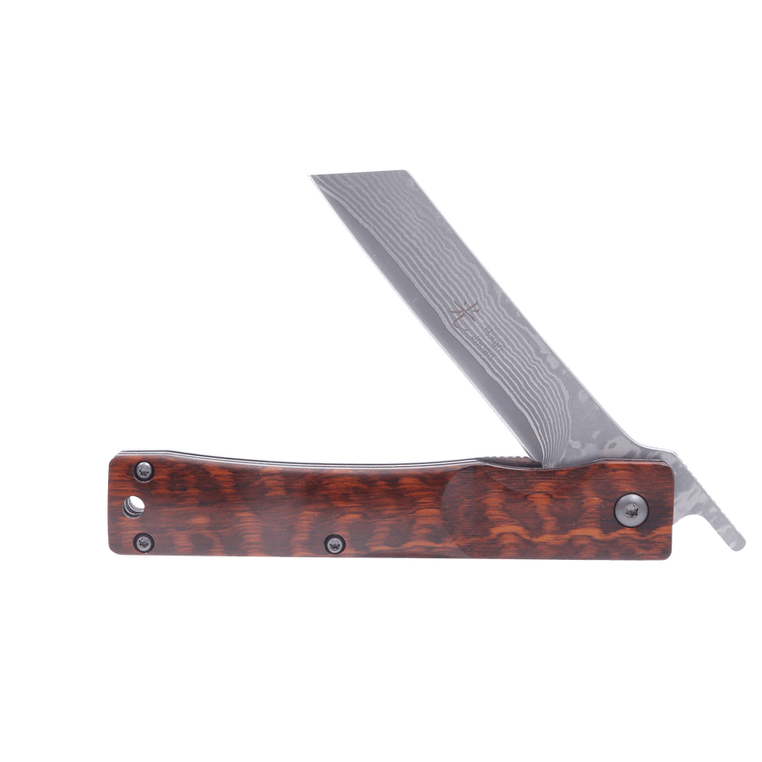 Traditional Japanese Damascus Folding Pocket Knife - Snakewood Handle - Pocket Knives - Japanese Tools Australia